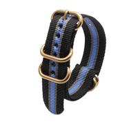 Ateldooly Correa de reloj de lona, correa de nailon de 18mm, 20mm y 22mm para relojes, pulsera de repuesto con hebilla de anillo dorado, 2negro 2gris 1azul, 18mm