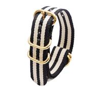 Ateldooly Correa de reloj de lona, correa de nailon de 18mm, 20mm y 22mm para relojes, pulsera de repuesto con hebilla de anillo dorado, 3negro 2beige, 18mm