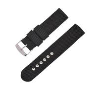 Ateldooly Correa de reloj de lona de repuesto, 16mm, 18mm, 20mm, 22mm, 24mm, resistente al agua, correa de nailon suave y cómoda, Universal, Negro, 24mm
