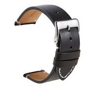 Ateldooly Correa de reloj de piel de becerro de liberación rápida, correas de reloj de cuero mate suave, correas de 16-24mm para hombres y mujeres, reemplazo de pulsera de reloj, Negro, 22mm