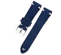 Ateldooly Correas de reloj de cuero de ante suave, pulsera de liberación rápida de 18/20/22mm, pulseras universales de piel de vaca, Hebilla azul blanco-plata, 18mm