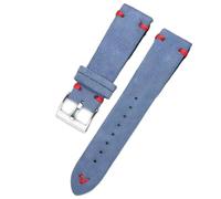 Ateldooly Correas de reloj de cuero de ante suave, pulsera de liberación rápida de 18/20/22mm, pulseras universales de piel de vaca, Hebilla azul claro rojo-negro, 20mm