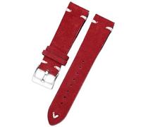 Ateldooly Correas de reloj de cuero de ante suave, pulsera de liberación rápida de 18/20/22mm, pulseras universales de piel de vaca, Hebilla Roja Blanca-Plata, 20mm
