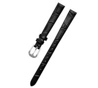 Ateldooly Reloj de pulsera de cuero para mujer, relojes de pulsera, correa de reloj de 6/8/10/12/14/16mm, Crocodi Negro Plata, 10mm