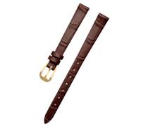 Ateldooly Reloj de pulsera de cuero para mujer, relojes de pulsera, correa de reloj de 6/8/10/12/14/16mm, Cocodrilo Marrón Oro, 14mm