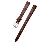 Ateldooly Reloj de pulsera de cuero para mujer, relojes de pulsera, correa de reloj de 6/8/10/12/14/16mm, Cocodrilo Marrón Plata, 16mm