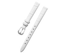 Ateldooly Reloj de pulsera de cuero para mujer, relojes de pulsera, correa de reloj de 6/8/10/12/14/16mm, Cocodrilo Blanco Plata, 10mm