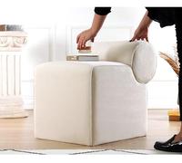 Atelier Del Sofa Elegant Cream Pouffe, 100% algodón, Esponja ortopedica 35 DNS, 6 cm de Grosor, piernas Ocultas revestidas de PVC, 45 x 56 x 60 cm, Espacios de Vida Modernos