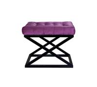Atelier Del Sofa Elegante puf con Marco de Metal, 50 cm x 42 cm x 40 cm, Tejido 100% poliéster Babyface en Negro y Morado, Espacios de Vida Modernos