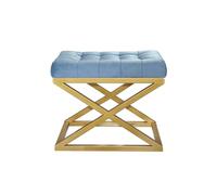 Atelier Del Sofa Elegante puf con Marco de Metal, 50 cm x 42 cm x 40 cm, Tejido 100% poliéster Babyface en Oro y Turquesa, Espacios de Vida Modernos