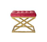 Atelier Del Sofa Elegante puf con Marco de Metal, 50 cm x 42 cm x 40 cm, Tejido 100% poliéster Babyface en Color Dorado y Rojo, Salas de Estar Modernas y Habitaciones