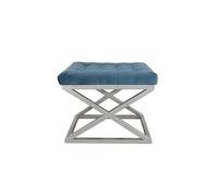 Atelier Del Sofa Elegante puf con Marco de Metal, 50 cm x 42 cm x 40 cm, Tejido 100% poliéster Babyface en Plata y Azul, Espacios de Vida Modernos