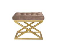 Atelier Del Sofa Elegante puf con Marco de Metal, 50 cm x 42 cm x 40 cm, Tejido 100% poliéster Babyface en Dorado y marrón, Salas de Estar Modernas y Habitaciones