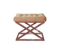 Atelier Del Sofa Elegante puf con Marco de Metal, 50 cm x 42 cm x 40 cm, Tejido 100% poliéster Babyface en Cobre y Amarillo, Espacios de Vida Modernos