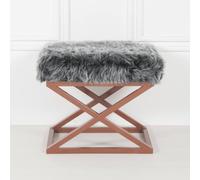 Atelier Del Sofa Elegante puf con Marco de Metal, 50 cm x 42 cm x 40 cm, Tejido 100% poliéster Babyface en Cobre y Gris, Espacios de Vida Modernos