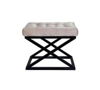 Atelier Del Sofa Elegante puf con Marco de Metal, 50 cm x 42 cm x 40 cm, Tejido 100% poliéster Babyface en Negro y Crema, Espacios de Vida Modernos