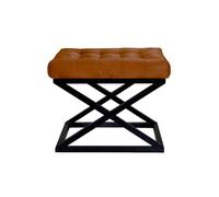 Atelier Del Sofa Elegante puf con Marco de Metal, 50 x 42 x 40 cm, Tejido 100% poliéster Babyface en Negro y Terracota, Espacios de Vida Modernos y Confort