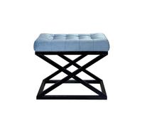 Atelier Del Sofa Elegante puf con Marco de Metal, 50 x 42 x 40 cm, Tejido 100% poliéster Babyface en Negro y Turquesa, Salas de Estar y dormitorios Modernos