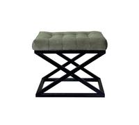 Atelier Del Sofa Elegante puf con Marco de Metal, 50 x 42 x 40 cm, Tejido 100% poliéster Babyface en Negro y Verde, Salas de Estar y dormitorios Modernos