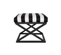 Atelier Del Sofa Elegante puf con Marco de Metal, 50 x 42 x 40 cm, Tejido 100% poliéster, Gris con Detalles en Blanco y Negro, Espacios de Vida Modernos
