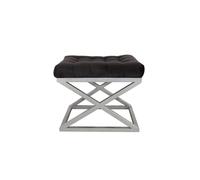 Atelier Del Sofa Elegante puf con Marco de Metal, Ancho de 50 cm, Altura de 42 cm, Profundidad de 40 cm, Tejido 100% poliéster Babyface en Plata y Negro, Espacios de Vida Modernos