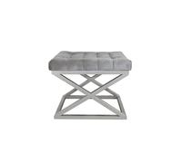 Atelier Del Sofa Elegante puf con Marco de Metal, Ancho de 50 cm, Altura de 42 cm, Profundidad de 40 cm, Tejido 100% poliéster Babyface en Plata y Gris, Espacios de Vida Modernos