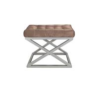 Atelier Del Sofa Elegante puf con Marco de Metal, Ancho de 50 cm, Altura de 42 cm, Profundidad de 40 cm, Tejido 100% poliéster Babyface en Plata y marrón, Espacios de Vida Modernos