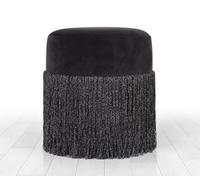 Atelier Del Sofa Modern Black Velvet Pouffe, 40 cm de Altura x 45 cm de Profundidad | 100% Terciopelo, 6 cm de Esponja ortopedica, piernas Ocultas revestidas de PVC | Elegante y Funcional, Capacidad