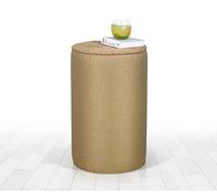 Atelier Del Sofa Puf Bohemio, Color Dorado, 52 cm de Altura x 31 cm de Profundidad, 50% algodón y 50% Lino, piernas Ocultas revestidas de PVC, Cuerda de Yute de 14 mm, diseño escandinavo
