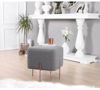 Atelier Del Sofa Puf Bohemio Elegante, Gris, 40 x 42 x 40 cm, 50% algodón y 50% Lino, Esponja ortopedica de 5 cm, Patas de Hierro revestidas de Cobre, decoración del Hotel y el hogar
