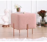 Atelier Del Sofa Puf Bohemio en Rosa, 40 x 42 x 40 cm, 50% algodón y 50% Lino, Esponja ortopedica de 5 cm, Patas de Hierro revestidas de Cobre, Elegante y Funcional para Hotel y hogar