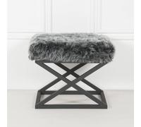 Atelier Del Sofa Puf con Marco de Metal, 50 x 42 x 40 cm, Negro y Gris, 100% poliéster Babyface Salas de Estar Modernas y Espacios acogedores