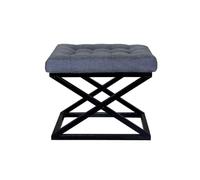 Atelier Del Sofa Puf Elegante con Marco de Metal, Ancho de 50 cm, Altura de 42 cm, Profundidad de 40 cm, Tejido 100% poliéster Babyface en Negro y Azul, Espacios de Vida Modernos