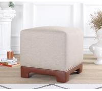 Atelier Del Sofa Puf marrón Elegante, 50 x 50 x 47 cm, 50% algodón y 50% Lino, Esponja ortopedica 35 DNS, Grosor de 6 cm, piernas de Piel sintética, Asiento Moderno y cómodo