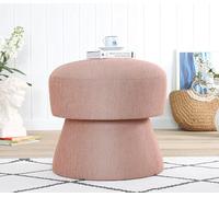 Atelier Del Sofa Puf Rosa Elegante, 45 cm de Altura x 48 cm de diámetro | 50% algodón y 50% Lino, Esponja ortopedica de 6 cm Salas de Estar y dormitorios Modernos
