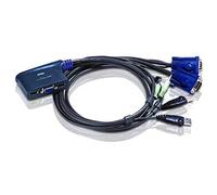 Aten 2-Port USB KVM Switch - Periférico de Entrada (USB, USB, VGA, 2048 x 1536 Pixeles, Azul, 5s)