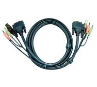 ATEN Cable KVM DVI-D single link USB de 3 m - 3 m - DVI-D - Negro - DVI-D - USB A - 2 x 3.5mm - DVI-D - USB A - 2 x 3.5mm - Macho