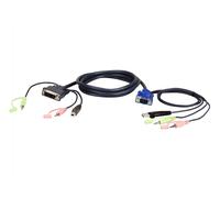 ATEN 2L-7DX2U - 1,8 m - VGA (D-Sub) + 3.5mm + USB Type-A - DVI-I + 3.5mm + USB Type-B - Macho - Macho - Negro - Verde - Rosa