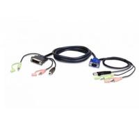 Aten 2L-7DX3U Cable KVM USB a DVI VGA 3m para video, teclado y ratón
