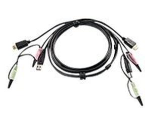 ATEN 2L7D02UH 1.8m Negro Cable para Video, Teclado y ratón (kvm) - Switch KVM (1,8 m, Negro, USB A, HDMI, 2 Audio Plugs, USB B, HDMI, 2 Audio Plugs, Macho/Macho)