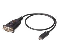ATEN Cable adaptador USB-C a RS-232 UC232C - Conectividad USB tipo C macho para portátiles PC sin COM, puerto serie DB-9 para Windows, Mac y Linux, color negro