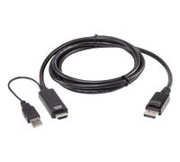 Aten Cable HDMI a DisplayPort True 4K 1.8 m 2L-7D02HDP - Conversión a 4096x2160 60Hz, Plug and Play