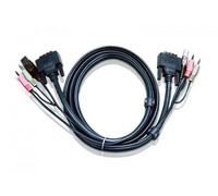 Aten Cable KVM DVI-D Single Link USB 5 m, 2 x DVI-D, 2 x USB A, 4 x Audio, 2 x Mic, Compatible con CS1762/CS1764, Negro