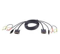 ATEN Cable KVM DVI-D USB single link de 1,8 m - 1,8 m - DVI-D - Negro - DVI-D - USB A - 2 x 3.5mm - DVI-D - USB B - 2 x 3.5mm - Macho