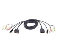 ATEN Cable KVM DVI-I single link USB de 3 m - 3 m - DVI-I - Negro - DVI-I - USB A - 2x3.5mm - DVI-I - USB B - 2x3.5mm - Macho