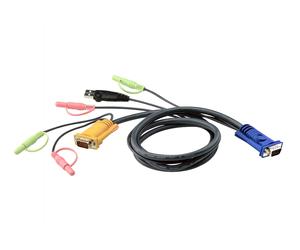 ATEN Cable KVM USB con audio y SPHD 3 en 1 de 1,8 m - 1,8 m - VGA - Negro - HDB-15 - USB A - 2 x 3.5mm - SPHD-15 - 2 x 3.5mm - Macho