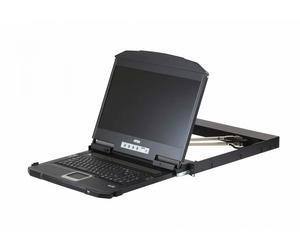 Aten CL3800NW-ATA-DNG 1U Ultra Short Depth Doble Rail WideScreen FHD LCD Consola (USB / HDMI / DVI / VGA) con teclado escandinavo