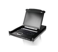ATEN - Consola LCD single rail con switch KVM integrado VGA PS/2-USB de 8 puertos