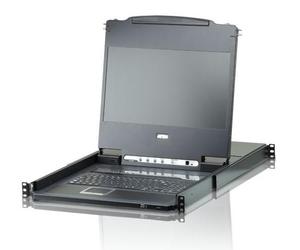 Aten CL6708MW Switch KVM LCD DVI 8 Puertos Full HD 1080p Pantalla 17.3" con Teclado y Touchpad Integrados Iluminación LED HDCP