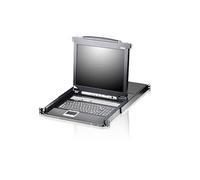 ATEN Conmutador KVMP LCD de 8 puertos, 19 puertos, puerto USB integrado, CL5708N-ATA-2XK07GG (puerto USB integrado con diseño de teclado suizo/alemán)